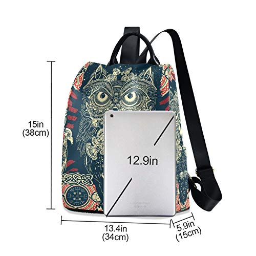 ALAZA Celtic Owl Print Ethnic Boho Backpack Purse for Women Anti Theft Fashion Back Pack Shoulder Bag