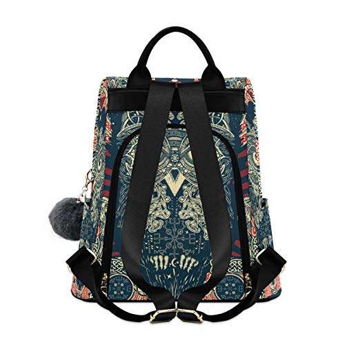 ALAZA Celtic Owl Print Ethnic Boho Backpack Purse for Women Anti Theft Fashion Back Pack Shoulder Bag