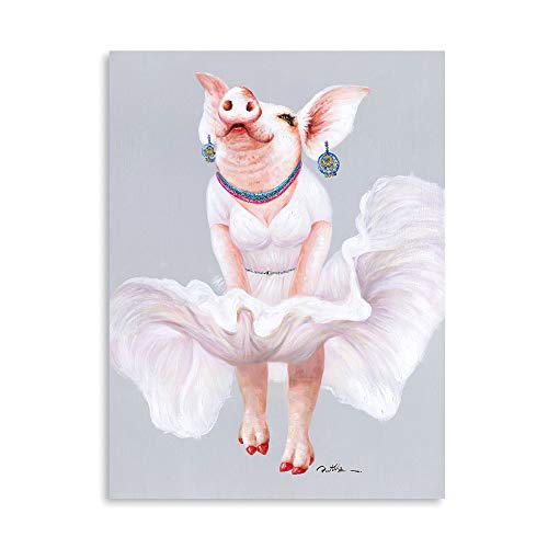 B BLINGBLING XMYATELi Pig Canvas Wall Art: Kawaii Pig Cosplay Room Decor Asthetic Room Decore with Frame and Ready to Hang (12"x16"x1 Panel)