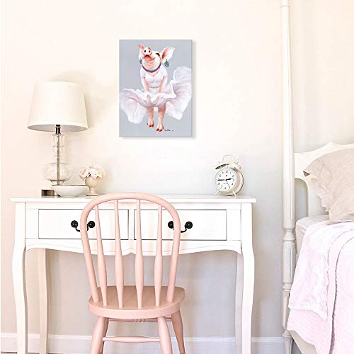 B BLINGBLING XMYATELi Pig Canvas Wall Art: Kawaii Pig Cosplay Room Decor Asthetic Room Decore with Frame and Ready to Hang (12"x16"x1 Panel)