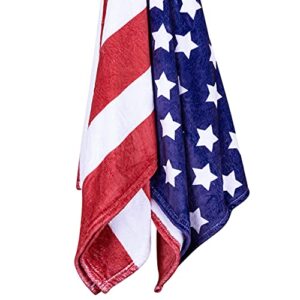 American Flag Throw Blanket, Extra-Large USA Flag Blanket for Patriotic, Men Women and Children, Fleece US Flag Throw Blanket (50in x 60in) July 4th Picnics, Warm and Cozy for Bed Traveling or Couch