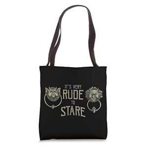 it’s very rude to stare labyrinth door knocker tote bag