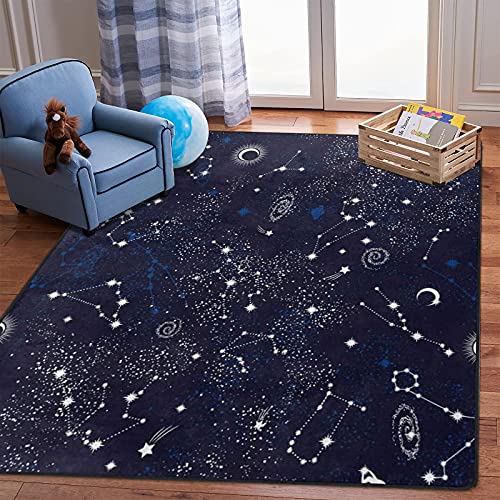 ALALAL Star Sky Area Rug, Space ​Galaxy Rug, Constellation Rugs for Living Room Rug Carpet for Bedroom 5'x7' (80 x 58 inch) Blue