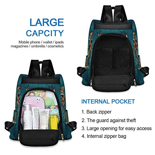 ALAZA Owl Print Ethnic Backpack Purse for Women Anti Theft Fashion Back Pack Shoulder Bag