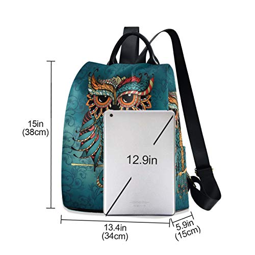 ALAZA Owl Print Ethnic Backpack Purse for Women Anti Theft Fashion Back Pack Shoulder Bag