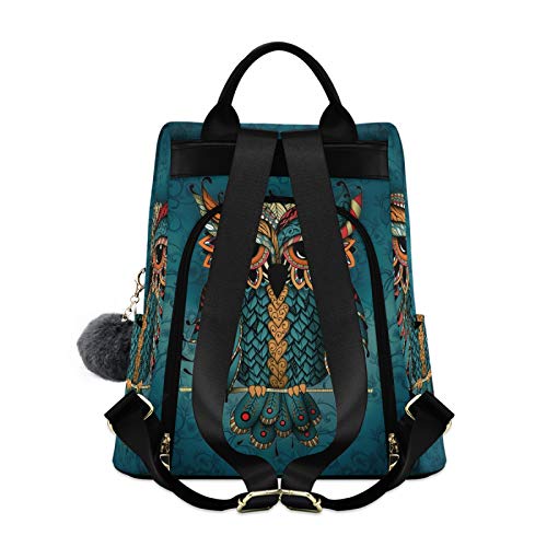 ALAZA Owl Print Ethnic Backpack Purse for Women Anti Theft Fashion Back Pack Shoulder Bag