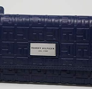 Tommy Hilfiger Women's Navy Blue Logo Debossed Checkbook Wallet Clutch Bag