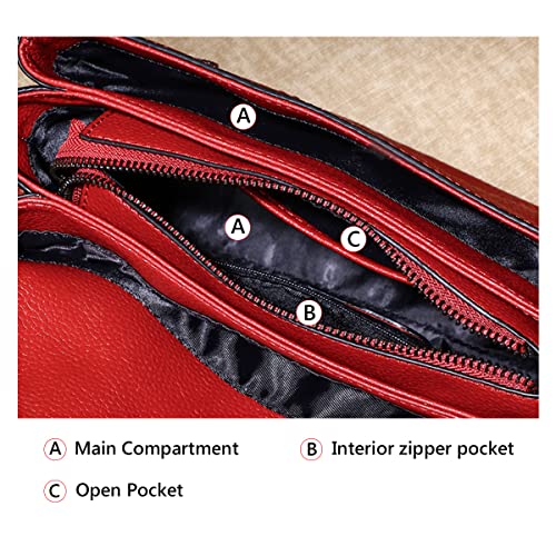 FOXER Small Crossbody Bags for Women, Genuine Leather Crocodile Skin Pattern Medium Size Ladies Top-handle Bags with 2 Shoulder Straps Womens Classic Small Satchel Purses and Handbags (Red)