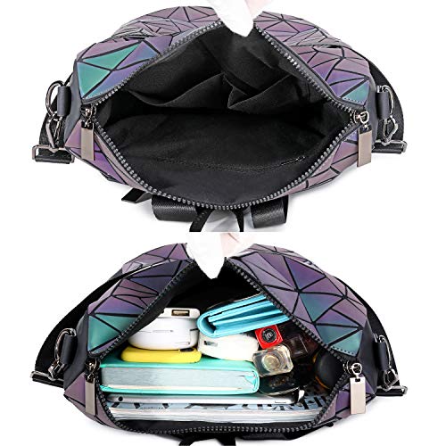 Geometric Backpack Luminous Backpacks Holographic Reflective Bag Lumikay Bags Irredescent Large Rainbow Purses Wallet Set B2