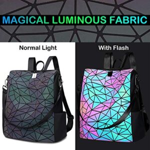 Geometric Backpack Luminous Backpacks Holographic Reflective Bag Lumikay Bags Irredescent Large Rainbow Purses Wallet Set B2