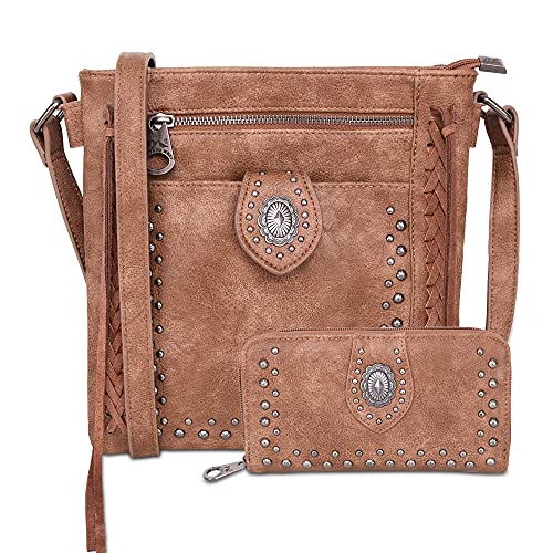 Montana West Leather Crossbody Bag Collection Concealed Carry Bag For Women Western Shoulder Bag MW918G-9360WBR