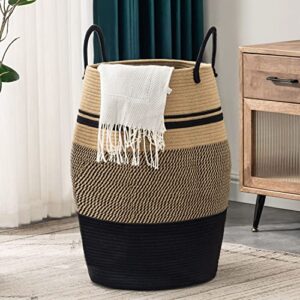 youdenova 105l extra large woven laundry hamper basket with heavy duty cotton rope handles for clothes and toys in bedroom, nursery room, bathroom, jute