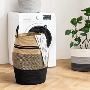 YOUDENOVA 105L Extra Large Woven Laundry Hamper Basket with Heavy Duty Cotton Rope Handles for Clothes and Toys in Bedroom, Nursery Room, Bathroom, Jute