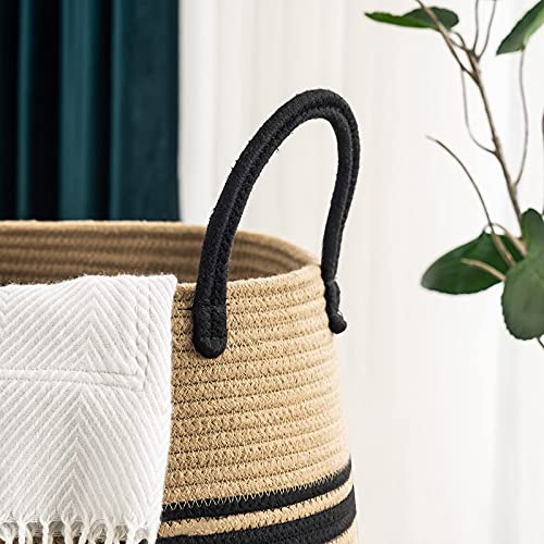 YOUDENOVA 105L Extra Large Woven Laundry Hamper Basket with Heavy Duty Cotton Rope Handles for Clothes and Toys in Bedroom, Nursery Room, Bathroom, Jute