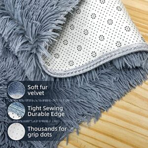 ARONGUS Luxury Fluffy Area Rugs, 5.3x7.5 Feet Gray Soft Plush Furry Rug for Bedroom, Comfy and Cute Rugs for Living Room, Fuzzy Shag Rug for Kids' Room, Big Floor Carpets for School Dorm Classroom