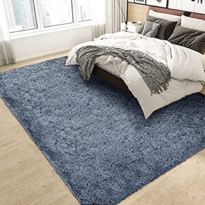 ARONGUS Luxury Fluffy Area Rugs, 5.3x7.5 Feet Gray Soft Plush Furry Rug for Bedroom, Comfy and Cute Rugs for Living Room, Fuzzy Shag Rug for Kids' Room, Big Floor Carpets for School Dorm Classroom