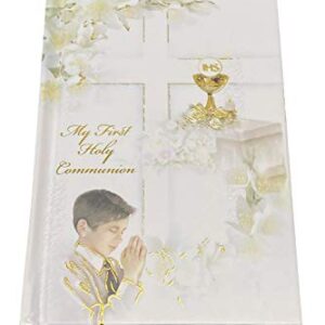 Lito First Communion Candle Set for Boys - White Silver Cross Candle Set Kit for Holy 1st Communion - (English)