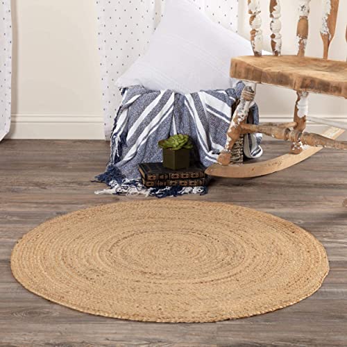 Devik Decor Braided Boho Natural Jute Reversible Collection 3 x 3ft Handmade Round Area Rug for Farmhouse Living Room Bedroom Kitchen and Outdoor Decorative Mate (3FT_Round (36 Inches X 36 Inches))