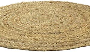 Devik Decor Braided Boho Natural Jute Reversible Collection 3 x 3ft Handmade Round Area Rug for Farmhouse Living Room Bedroom Kitchen and Outdoor Decorative Mate (3FT_Round (36 Inches X 36 Inches))