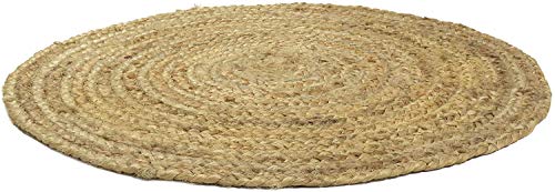 Devik Decor Braided Boho Natural Jute Reversible Collection 3 x 3ft Handmade Round Area Rug for Farmhouse Living Room Bedroom Kitchen and Outdoor Decorative Mate (3FT_Round (36 Inches X 36 Inches))