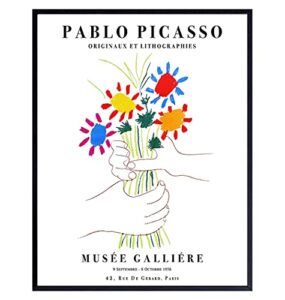 pablo picasso wall art & decor – large 11×14 – pablo picasso poster prints – mid century modern minimalist abstract aesthetic room decor – gallery wall art – bouquet of peace – flowers – museum poster