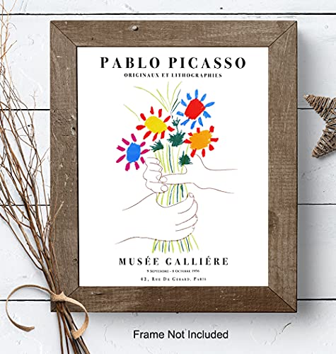 Pablo Picasso Wall Art & Decor - LARGE 11x14 - Pablo Picasso Poster Prints - Mid Century Modern Minimalist Abstract Aesthetic Room Decor - Gallery Wall Art - Bouquet of Peace - Flowers - Museum Poster