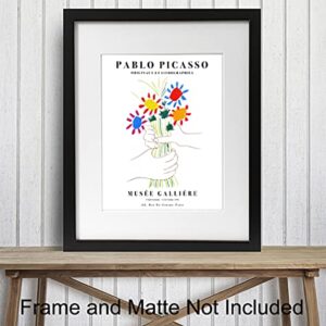 Pablo Picasso Wall Art & Decor - LARGE 11x14 - Pablo Picasso Poster Prints - Mid Century Modern Minimalist Abstract Aesthetic Room Decor - Gallery Wall Art - Bouquet of Peace - Flowers - Museum Poster