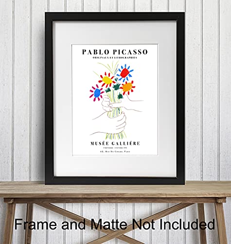 Pablo Picasso Wall Art & Decor - LARGE 11x14 - Pablo Picasso Poster Prints - Mid Century Modern Minimalist Abstract Aesthetic Room Decor - Gallery Wall Art - Bouquet of Peace - Flowers - Museum Poster