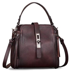 genuine leather crossbody bag for women vintage handmade satchel purse handbag with removable top-handle strap (coffee)