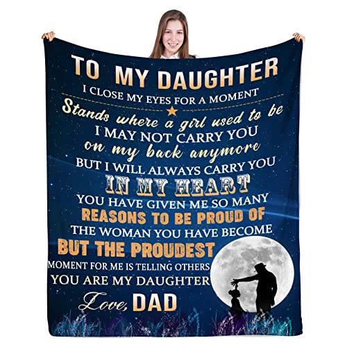 to My Daughter Blanket from Dad Throw Blankets Soft Flannel Throws for Couch Bedroom Sofa Warm Birthday Gifts 50x60in