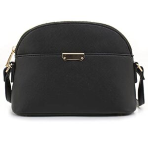 emperia ava small cute saffiano faux leather dome crossbody bags shoulder bag purse handbags for women black