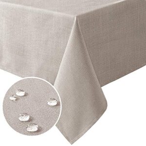 h.versailtex linen textured table cloths rectangle 60 x 120 inch premium solid tablecloth spill-proof waterproof table cover for dining buffet feature extra soft and thick fabric wrinkle free, taupe