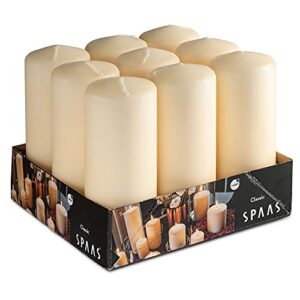 spaas ivory pillar candles – 9 pack | 6 inch large ivory dripless pillar candles | long burning unscented pillar candles for home décor, memorial, vigil, parties, wedding, decorative lantern