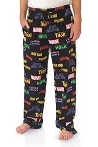 marvel classic comic logo pajama lounge sleep pants for men (x-large) black