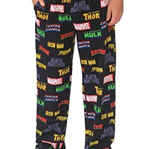 Marvel Classic Comic Logo Pajama Lounge Sleep Pants for Men (X-Large) Black