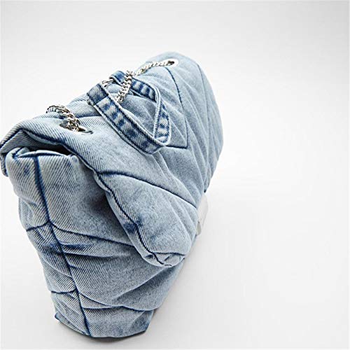 RHGLOBAG New Indigo Quilted Shoulder Bag Washed Denim Crossbody Fashion Ladies Street Bag Handbags Satchel Bags Indigo