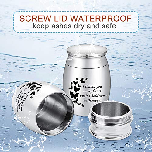 1.57 Inch Small Keepsake Urns for Ashes Mini Butterfly Cremation Urn for Human Ashes Stainless Steel Funeral Ash Holder for Men for Women - I'll Hold You in My Heart Until I Hold You in Heaven
