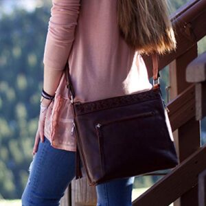 Lady Conceal Concealed Carry Faith Distressed Leather Crossbody (Dark Mahogany)