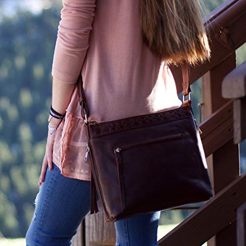 Lady Conceal Concealed Carry Faith Distressed Leather Crossbody (Dark Mahogany)