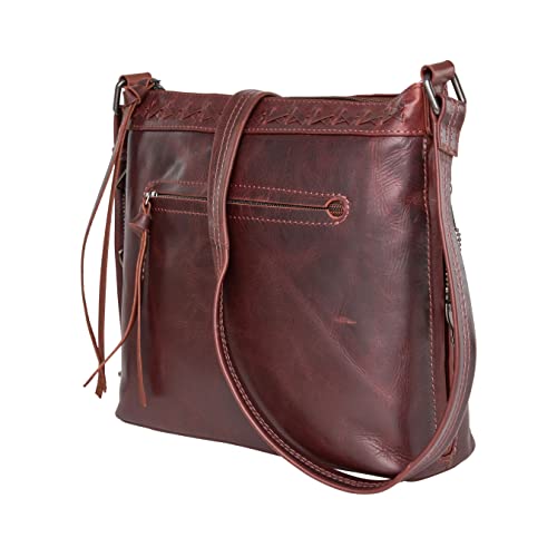 Lady Conceal Concealed Carry Faith Distressed Leather Crossbody (Dark Mahogany)