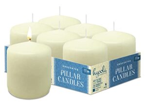 hyoola ivory pillar candles 3×3 inch – unscented pillar candles – 6-pack – european made