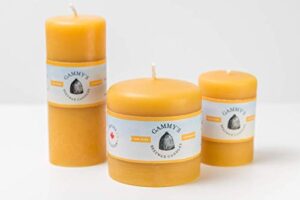 smooth brothers beeswax pillars set of three (3) – 2″x3″, 2″x5″ and 3.1″x3″ – 100% pure beeswax by gammy’s beezwax candles