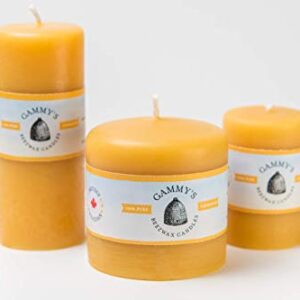 Smooth Brothers Beeswax Pillars Set of Three (3) - 2"x3", 2"x5" and 3.1"x3" - 100% Pure Beeswax by Gammy's Beezwax Candles