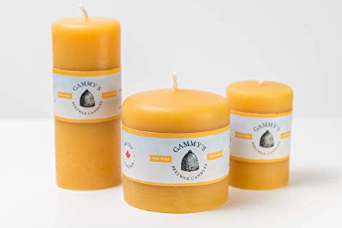 Smooth Brothers Beeswax Pillars Set of Three (3) - 2"x3", 2"x5" and 3.1"x3" - 100% Pure Beeswax by Gammy's Beezwax Candles