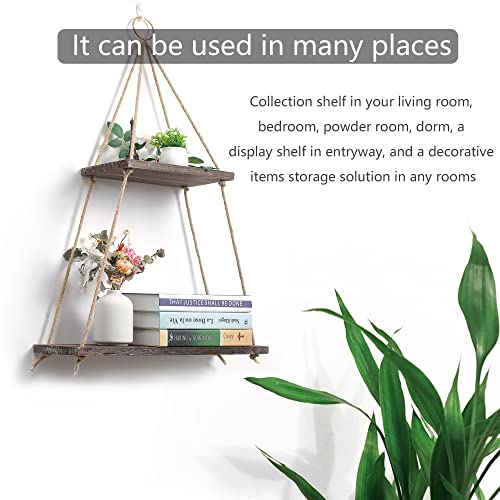 MITIME Shelves for Wall & Window Plant Shelf Indoor - Floating Wall Shelves for Living Room, Bathroom, Bedroom, Kitchen, Office - Wall Hanging Shelf - Boho Wall Decor Home , Triangle 2 Layers (1)