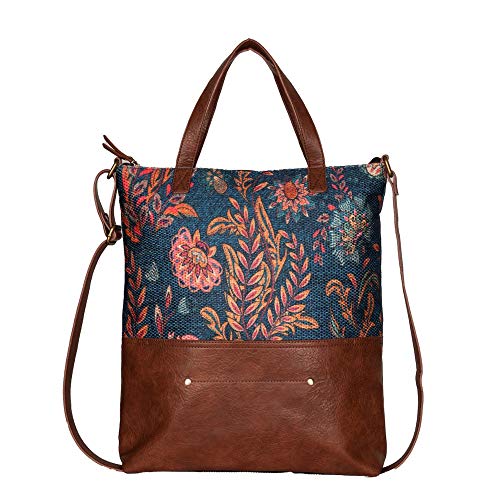 Mona B Amelia Upcycled Recycled Durrie Vegan Tote Handbag with RFID Blocking