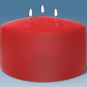 HYOOLA Red Three Wick Large Candle - 6 x 3 Inch - Unscented Big Pillar Candles - 62 Hour - European Made
