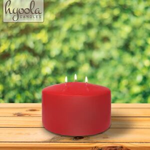 HYOOLA Red Three Wick Large Candle - 6 x 3 Inch - Unscented Big Pillar Candles - 62 Hour - European Made