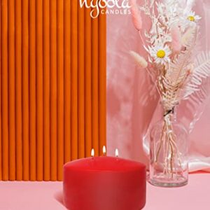 HYOOLA Red Three Wick Large Candle - 6 x 3 Inch - Unscented Big Pillar Candles - 62 Hour - European Made