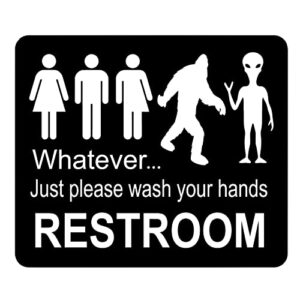just please wash your hands bigfoot alien sign – inclusive sign – bathroom door – funny signs – bathroom wall decor – kids toilet – bathroom decorations – restroom sign – home signs – 8.5″x10″